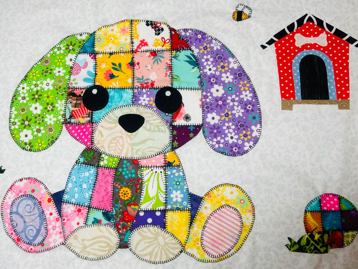 Patchwork Puppy Quilt Pattern PDF – Instant Download Baby Blanket or Wall Hanging