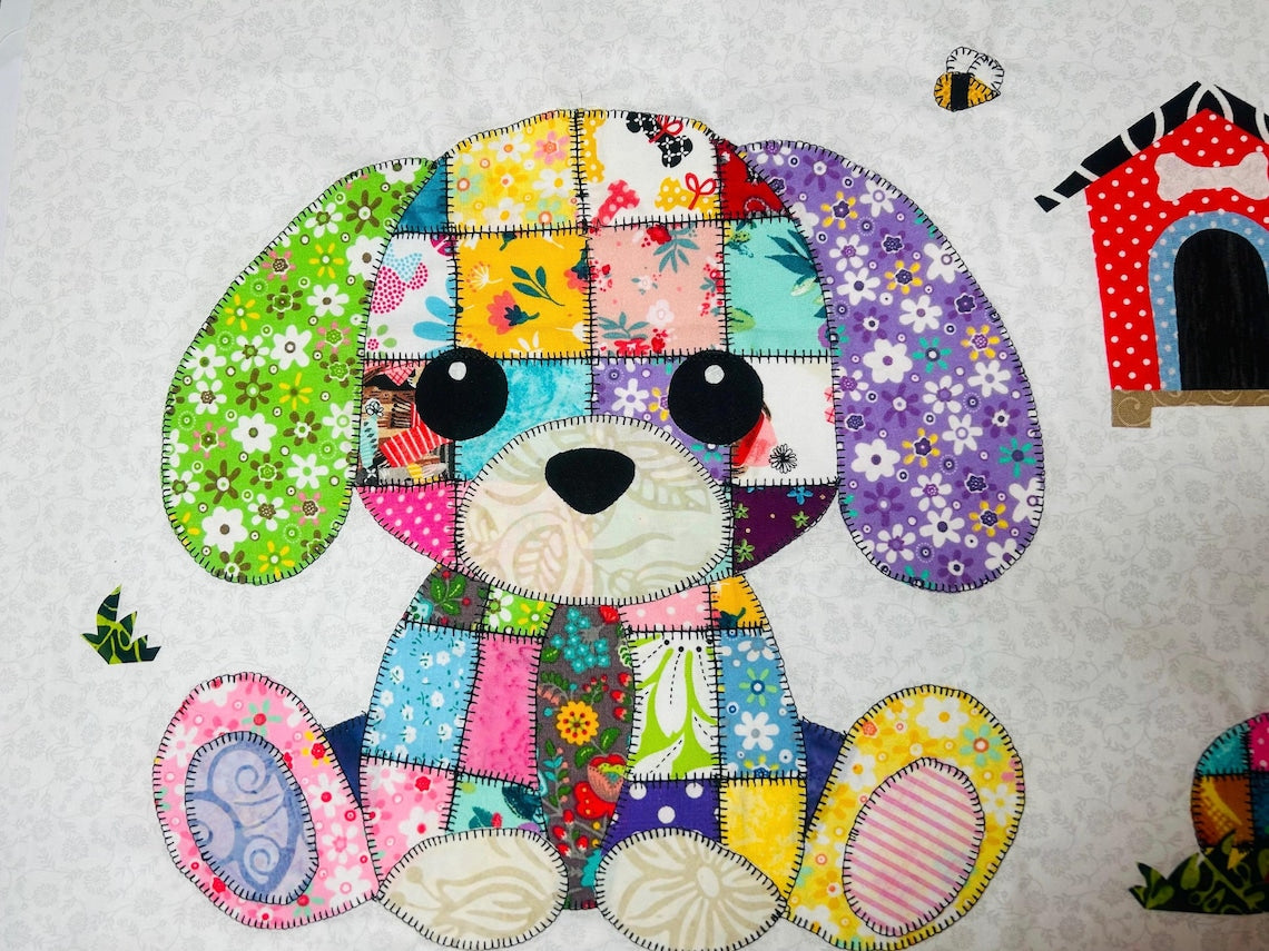 Patchwork Puppy Quilt Pattern PDF – Instant Download Baby Blanket or Wall Hanging