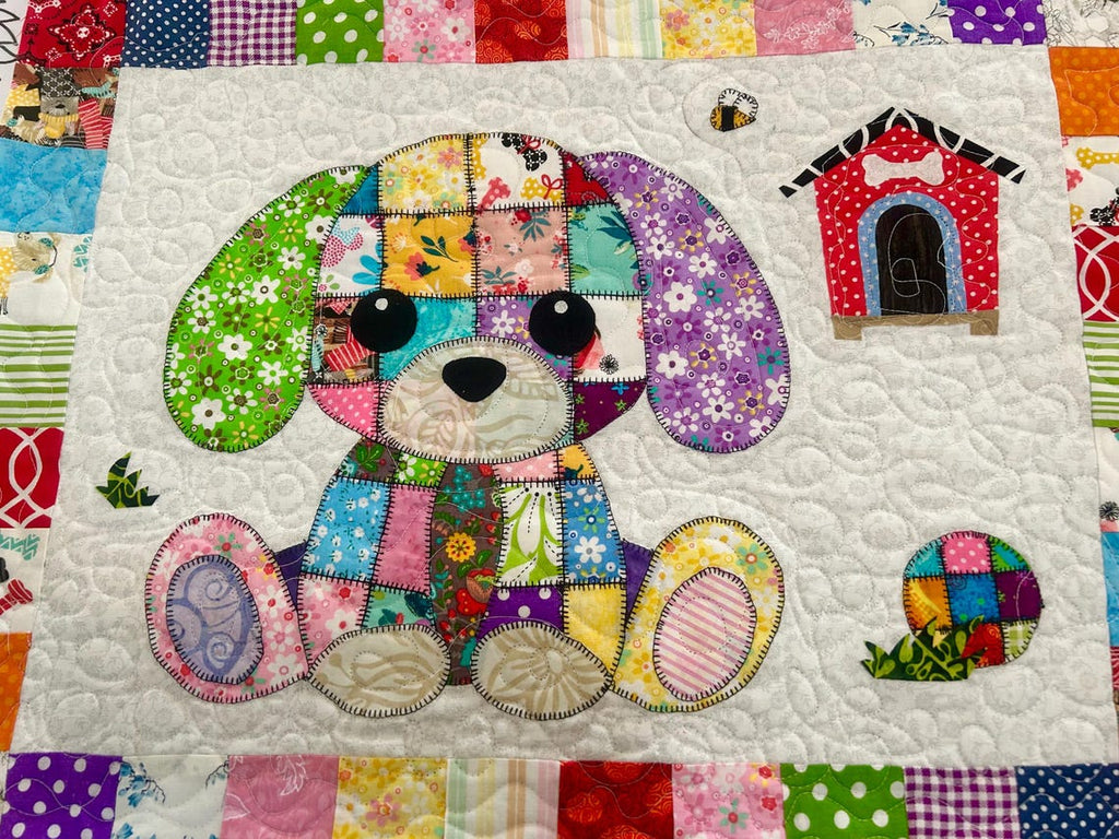 Patchwork Puppy Quilt Pattern PDF – Instant Download Baby Blanket or Wall Hanging