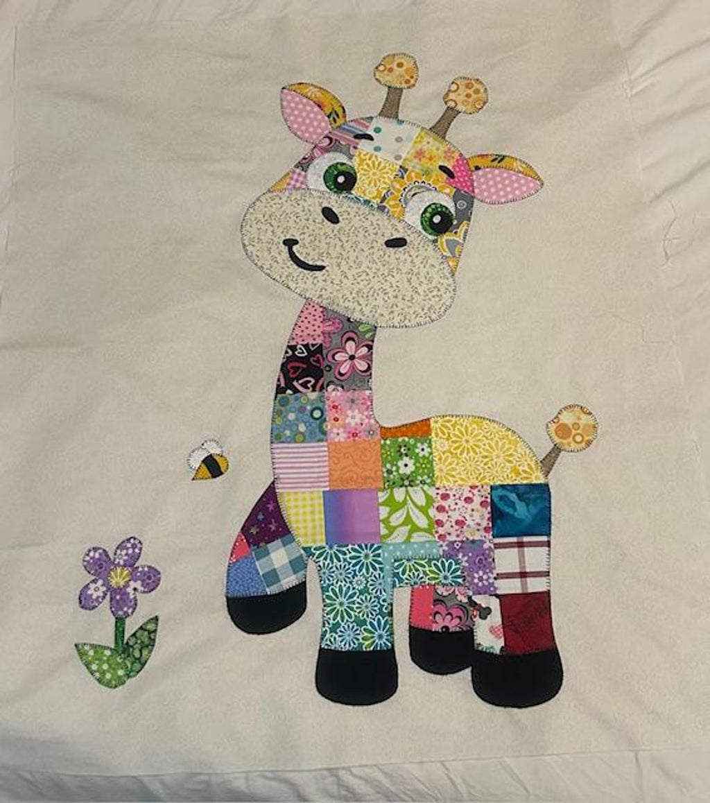Patchwork Giraffe Quilt Pattern: Applique Baby Blanket, Wall Hanging PDF Download