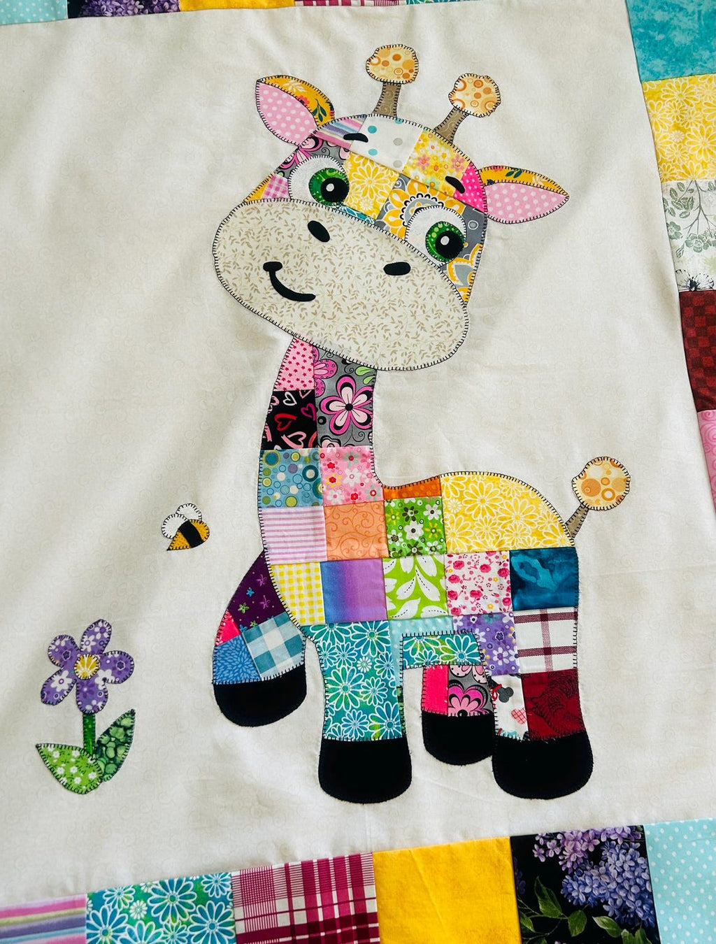 Patchwork Giraffe Quilt Pattern: Applique Baby Blanket, Wall Hanging PDF Download