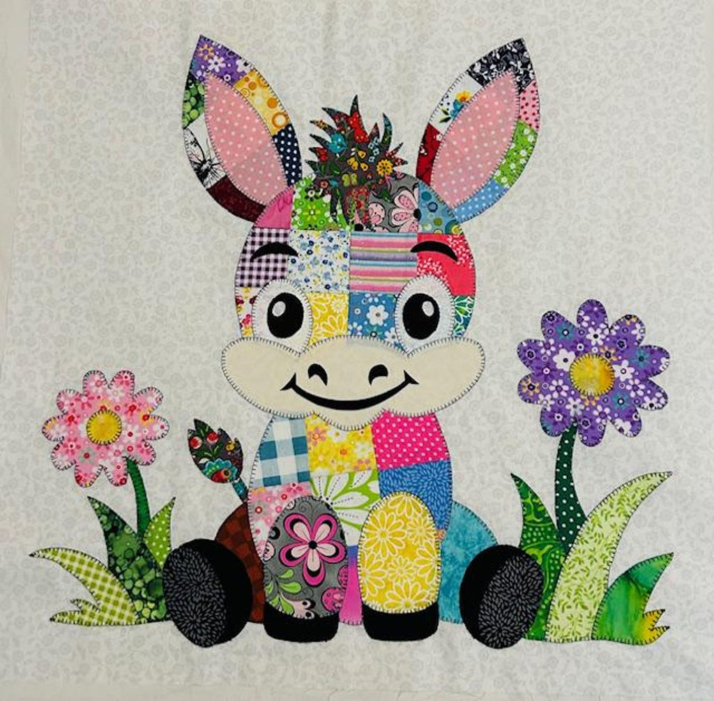 Patchwork Donkey Quilt Pattern PDF Baby Blanket & Wall Hanging Applique Farm Design