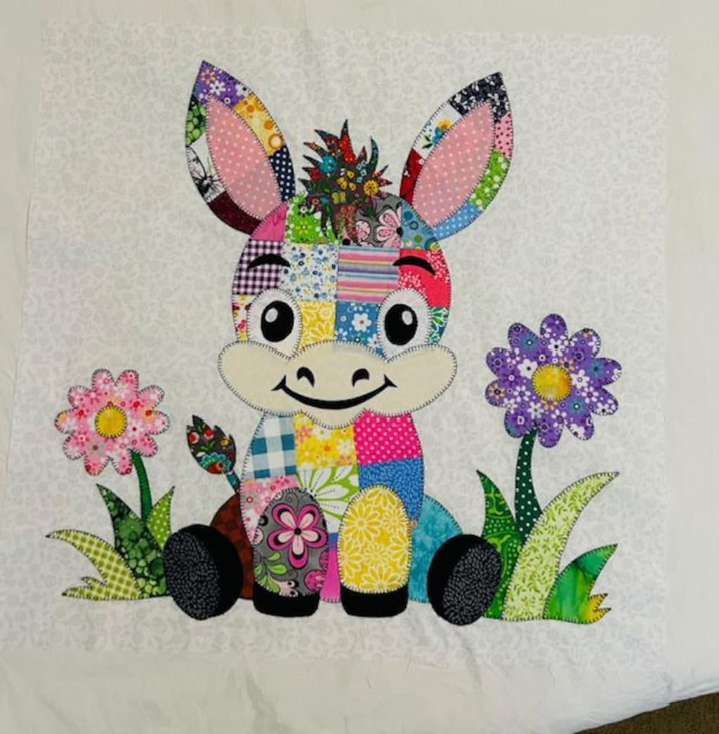 Patchwork Donkey Quilt Pattern PDF Baby Blanket & Wall Hanging Applique Farm Design
