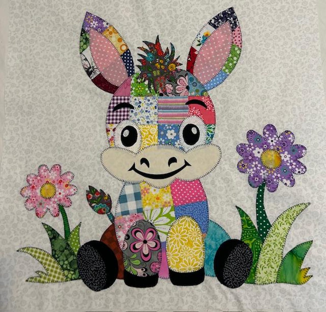 Patchwork Donkey Quilt Pattern PDF Baby Blanket & Wall Hanging Applique Farm Design