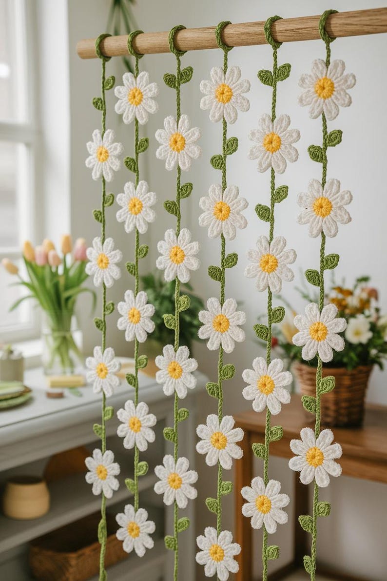 Daisy flower Garland Crochet Pattern PDF Version