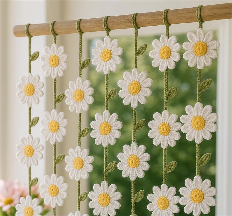 Daisy flower Garland Crochet Pattern PDF Version