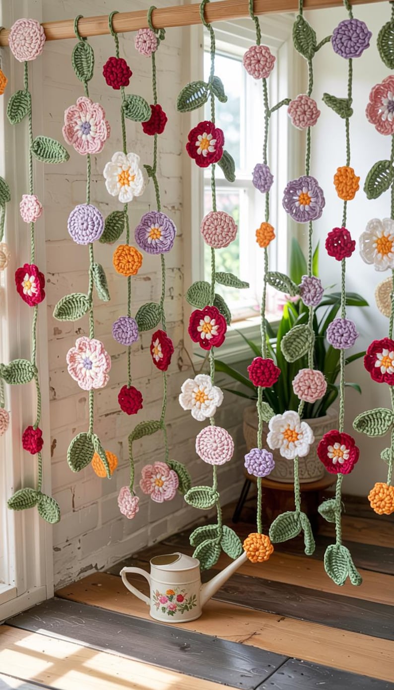 2 in 1 Flower Curtain Crochet Pattern, English PDF Version