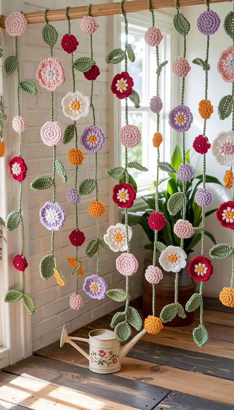 2 in 1 Flower Curtain Crochet Pattern, English PDF Version